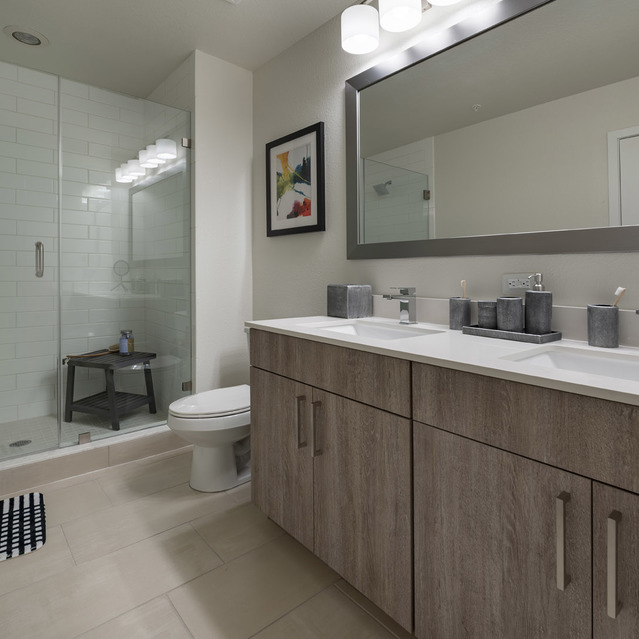 Blu27 - Large Bathroom with Dual Sink and Shower Area